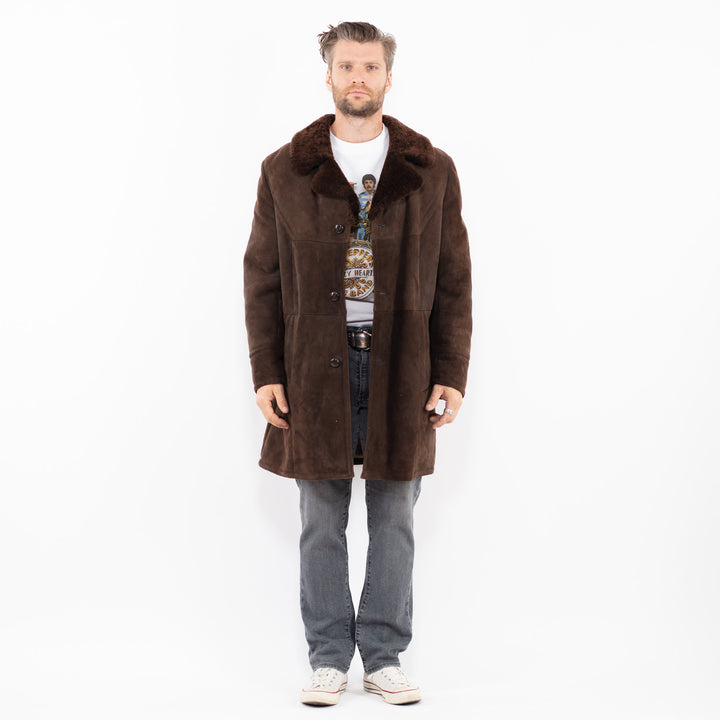 Vintage 70's Men Sheepskin Coat in BrownZ1960