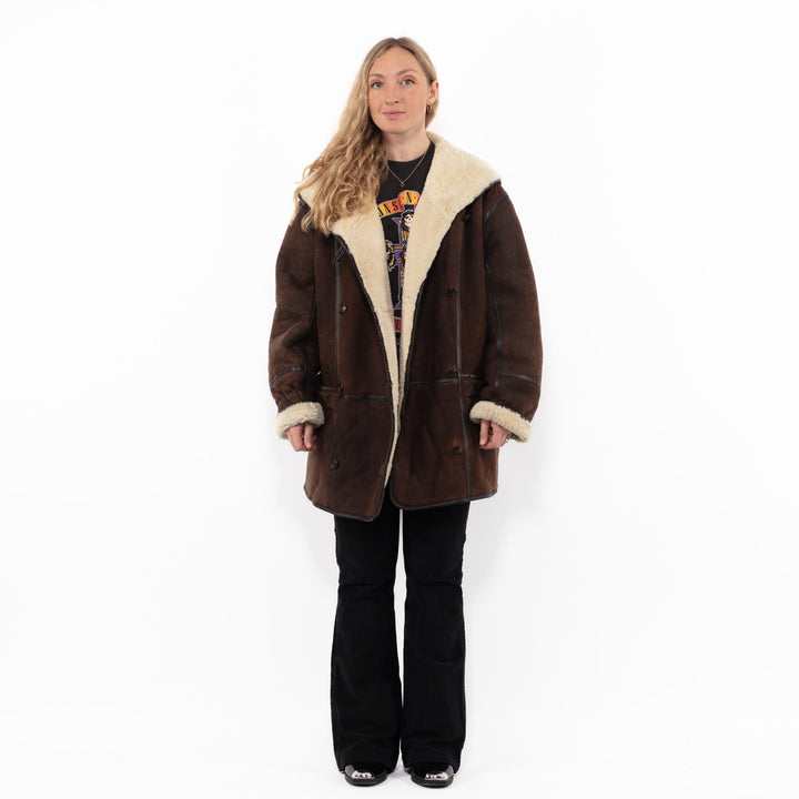 Vintage 90's Women Sheepskin Coat in BrownA0921