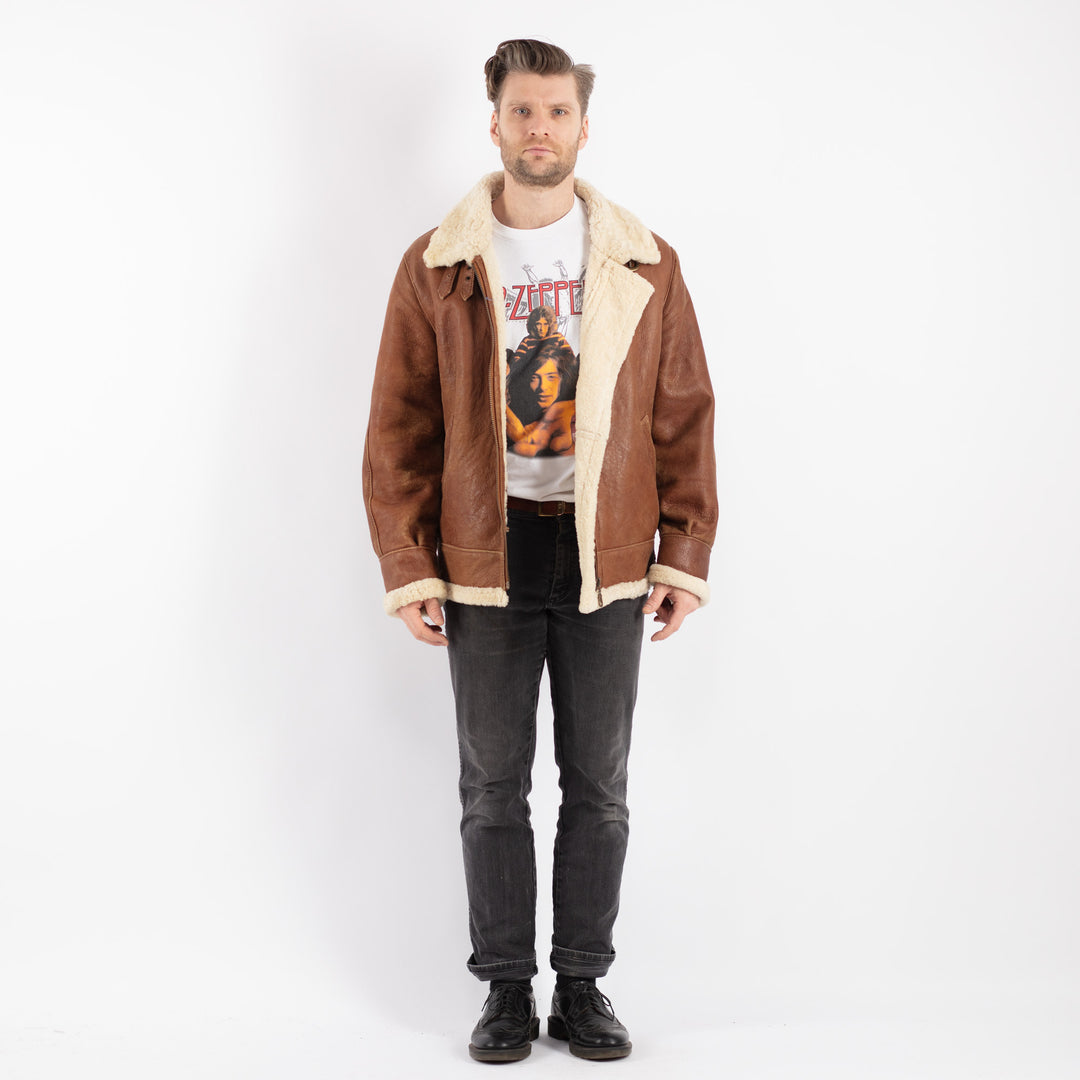 Vintage 70's Men Sheepskin Jacket in Brown