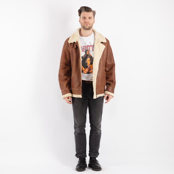 Vintage 70's Men Sheepskin Jacket in Brown