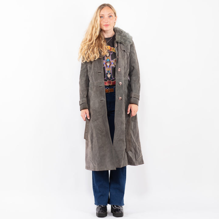 Vintage 70's Women Suede Coat in GrayA0396