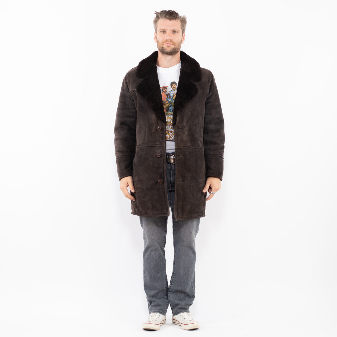 Vintage 70's Men Sheepskin Coat in GrayZ1961