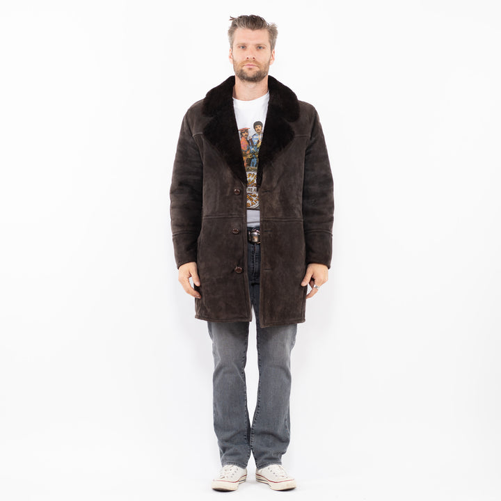 Vintage 70's Men Sheepskin Coat in GrayZ1961