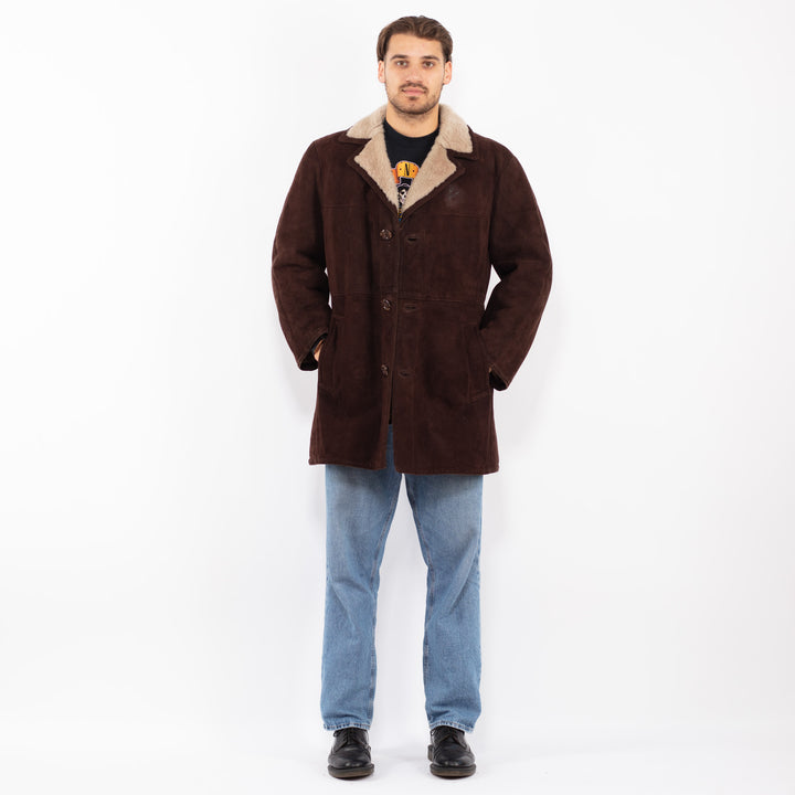 Vintage 70's Men Sheepskin Coat in Brown
