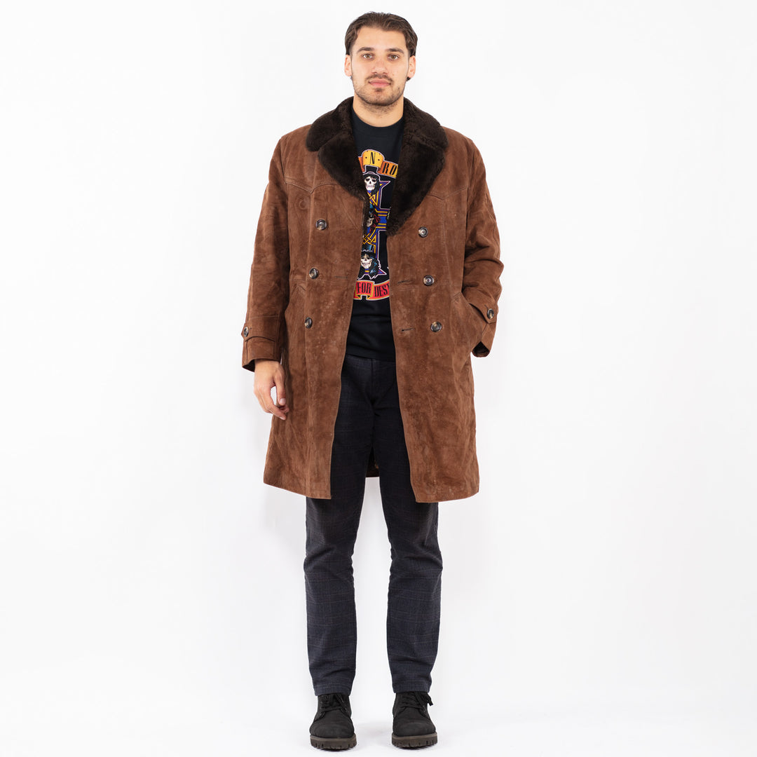 Vintage 70's Men Suede Sherpa Coat in BrownZ2402