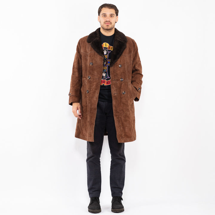 Vintage 70's Men Suede Sherpa Coat in BrownZ2402
