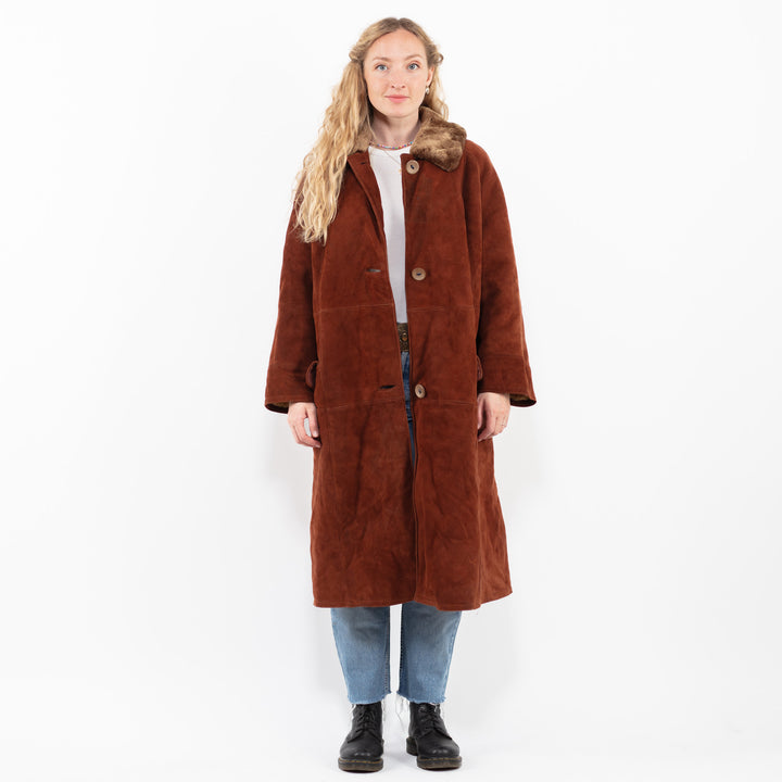 Vintage 80's Women Sheepskin Coat in BrownA0296