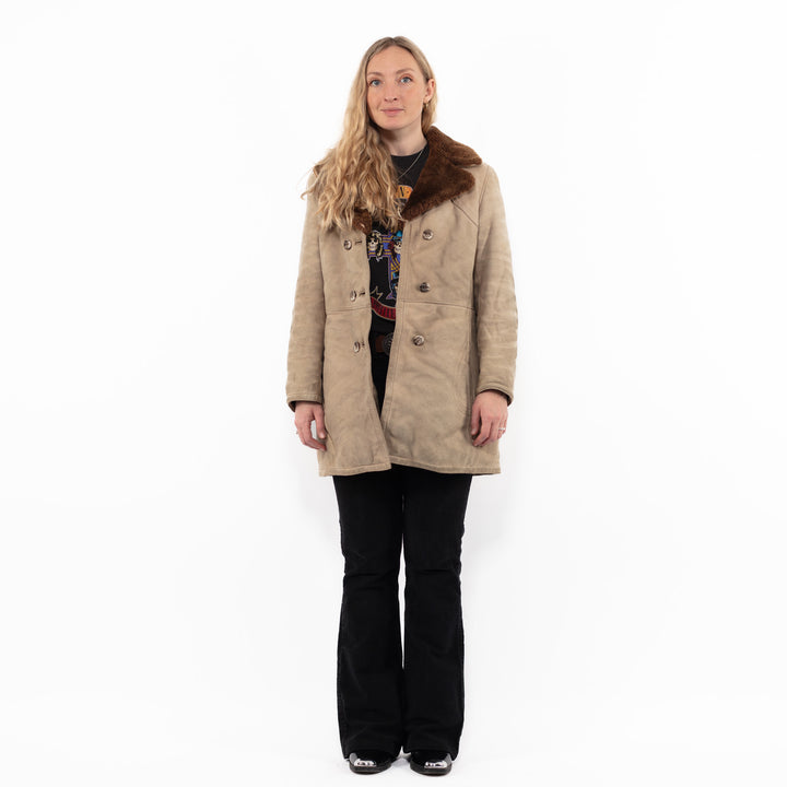 Vintage 70's Women Sheepskin Coat in BeigeA0923
