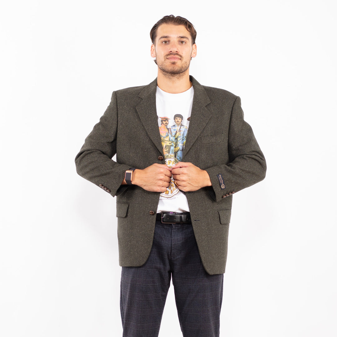 Vintage 90's Men Wool Blend Blazer Jacket in GreenZ2205