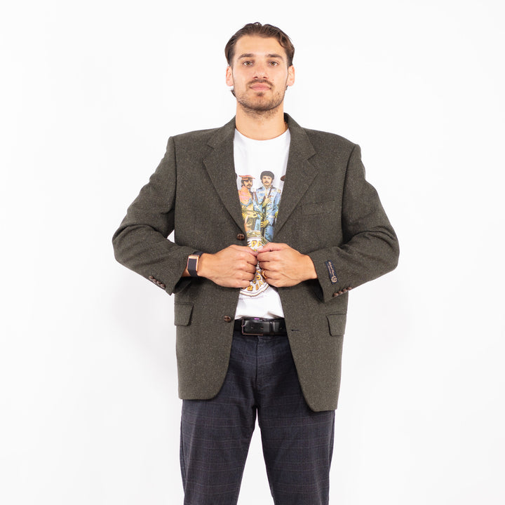 Vintage 90's Men Wool Blend Blazer Jacket in GreenZ2205