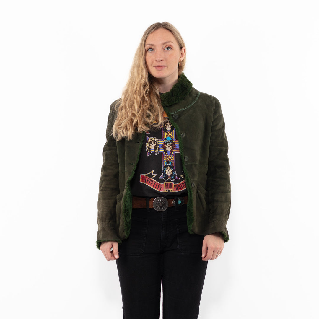 Vintage 90's Women Sheepskin Jacket in GreenA0924