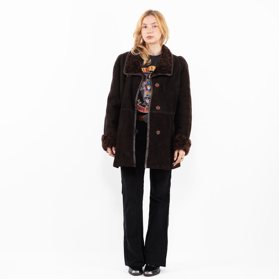 Vintage 70's Women Sheepskin Coat in BrownA0192