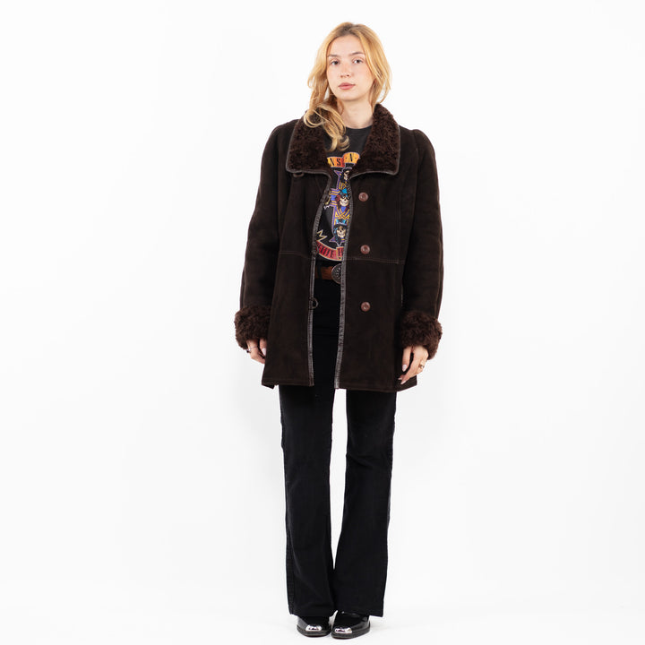 Vintage 70's Women Sheepskin Coat in BrownA0192