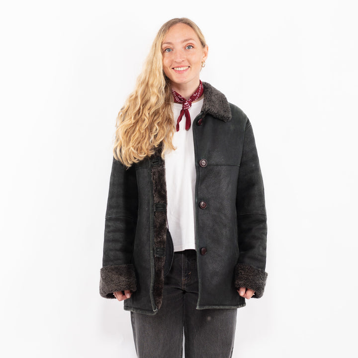 Vintage 90's Women Sheepskin in BlackA0643