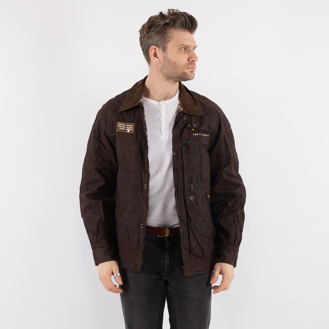 Vintage 90's Men Driza Bone Waxed Cotton Jacket in Brown - NorthernGrip