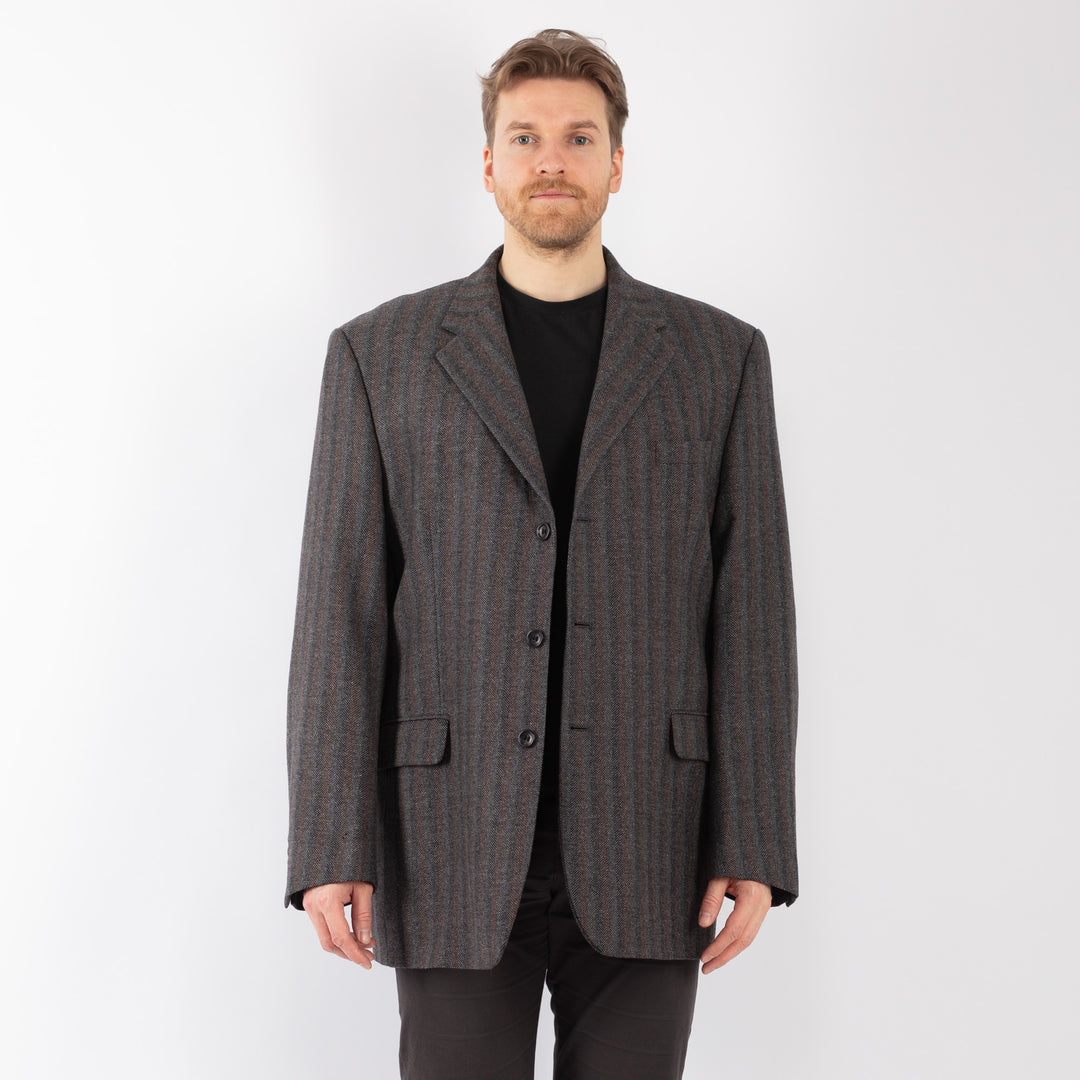 Vintage 70's Men Wool Blazer Jacket in GrayZ1295