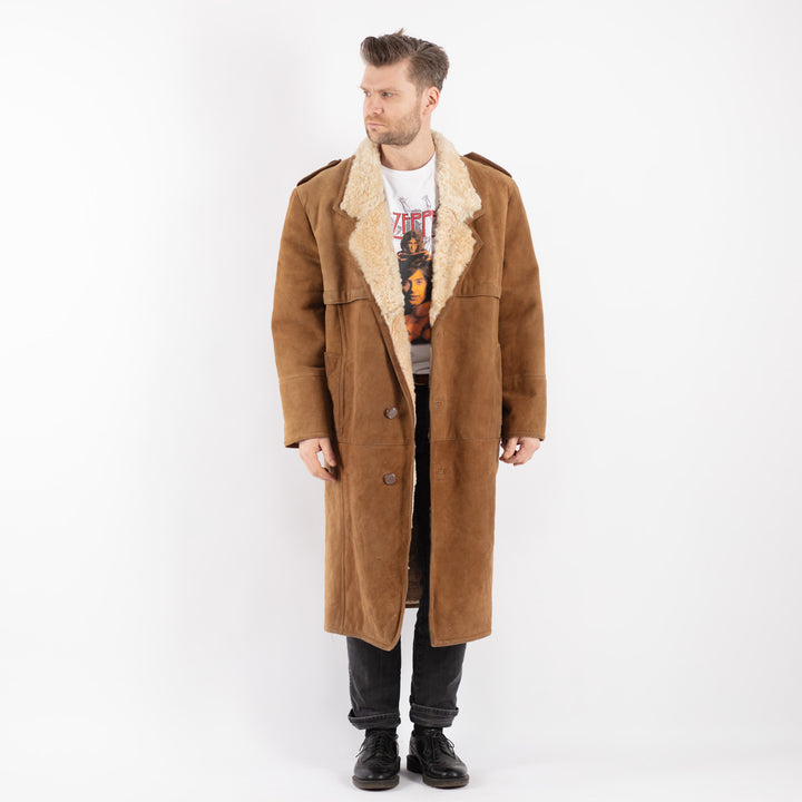 Vintage 70's Men Sheepskin Coat in BrownZ444