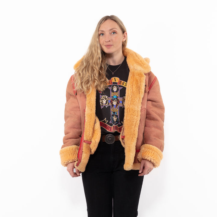 Vintage 90's Women Sheepskin Jacket in RedA0926
