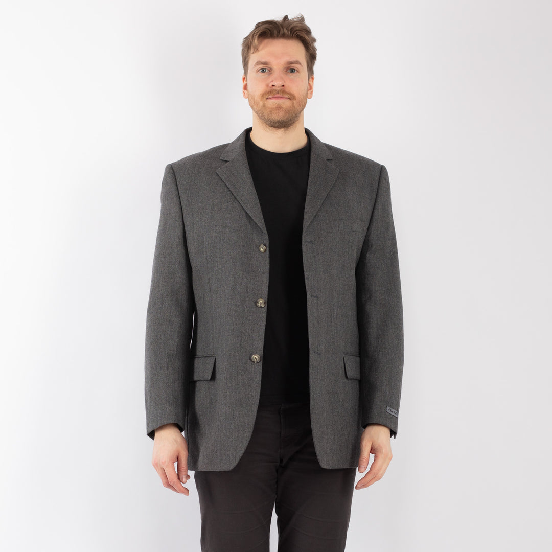 Vintage 70's Men Wool Blazer Jacket in GrayZ1296