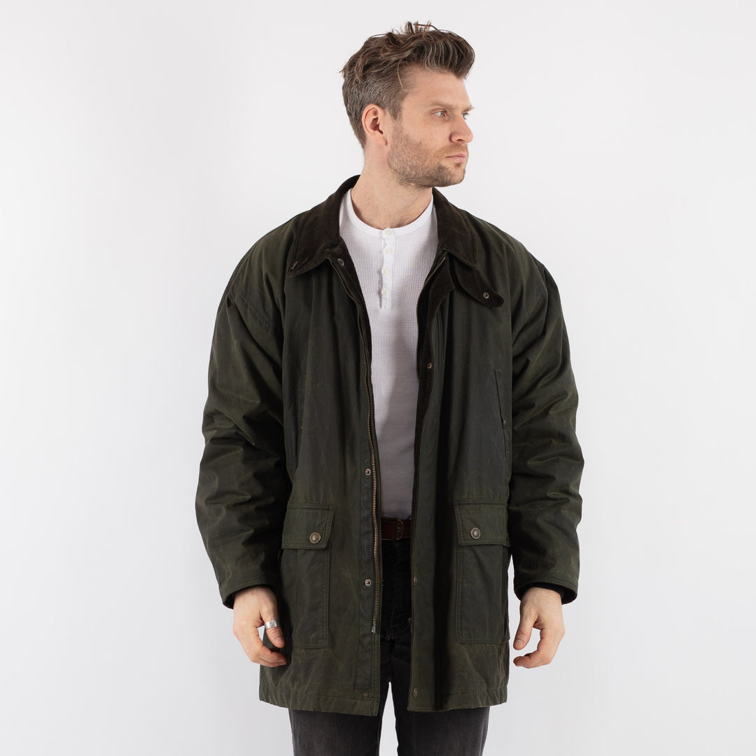 Vintage 70's Men Waxed Canvas Coat in Green - NorthernGrip