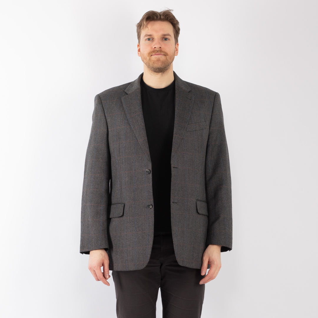 Vintage 00's Men Wool Blazer Jacket in GrayZ1297