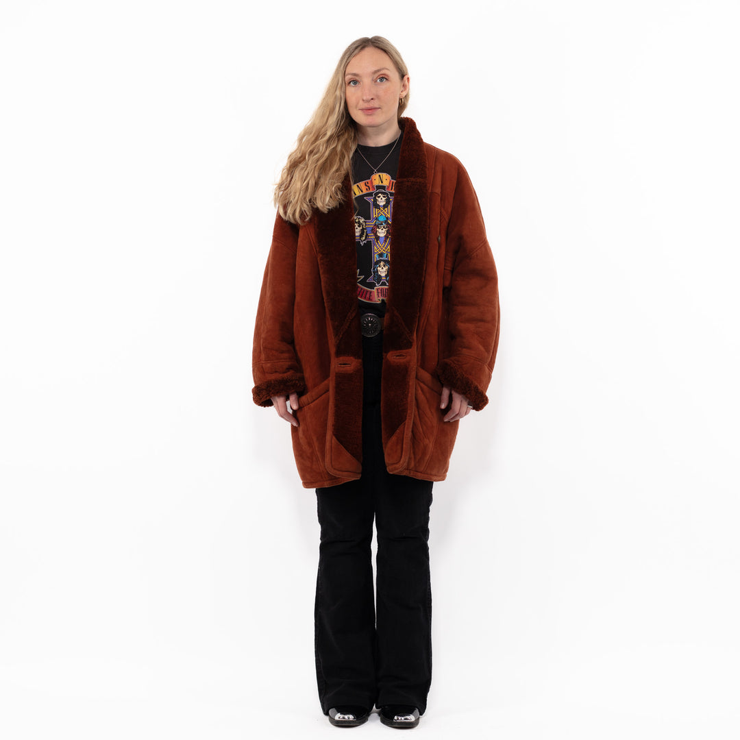 Vintage 80's Women Sheepskin Coat in BrownA0927
