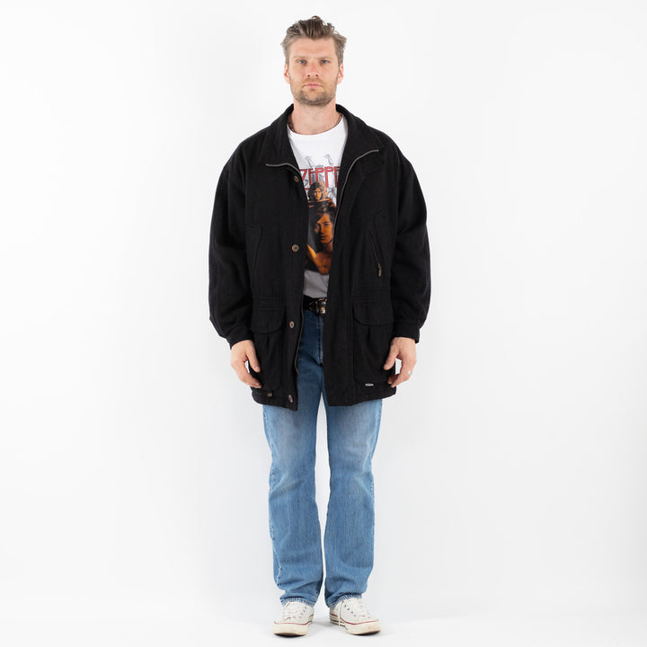 Vintage 80's Men Wool Blend Coat in BlackZ1772