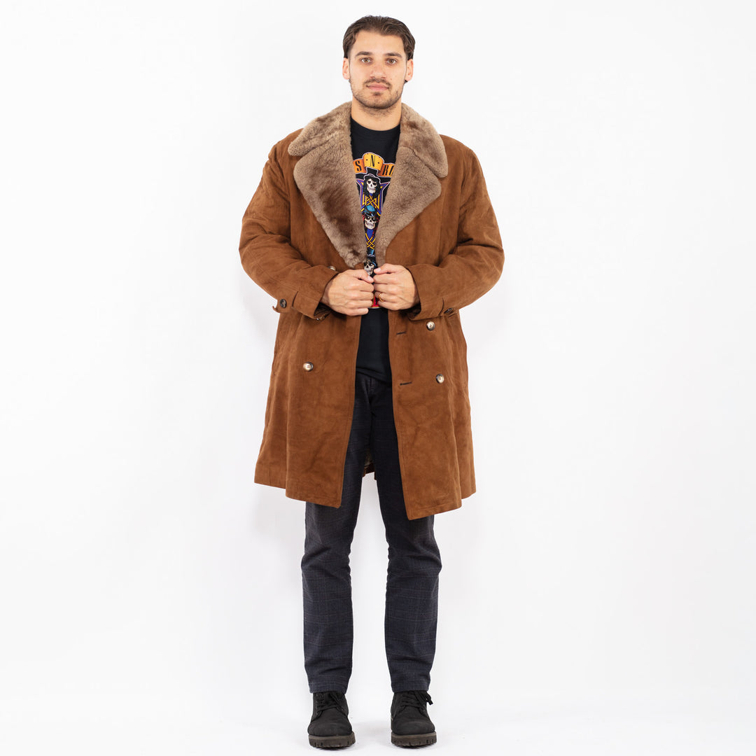 Vintage 70's Men Suede Sherpa Coat in BrownZ2407