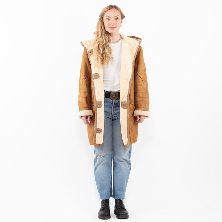 Vintage 90's Women Sheepskin Coat in BrownA0301