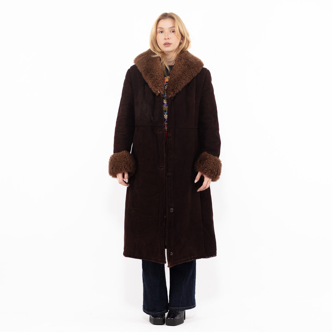 Vintage 70's Women Sheepskin Coat in BrownA1132