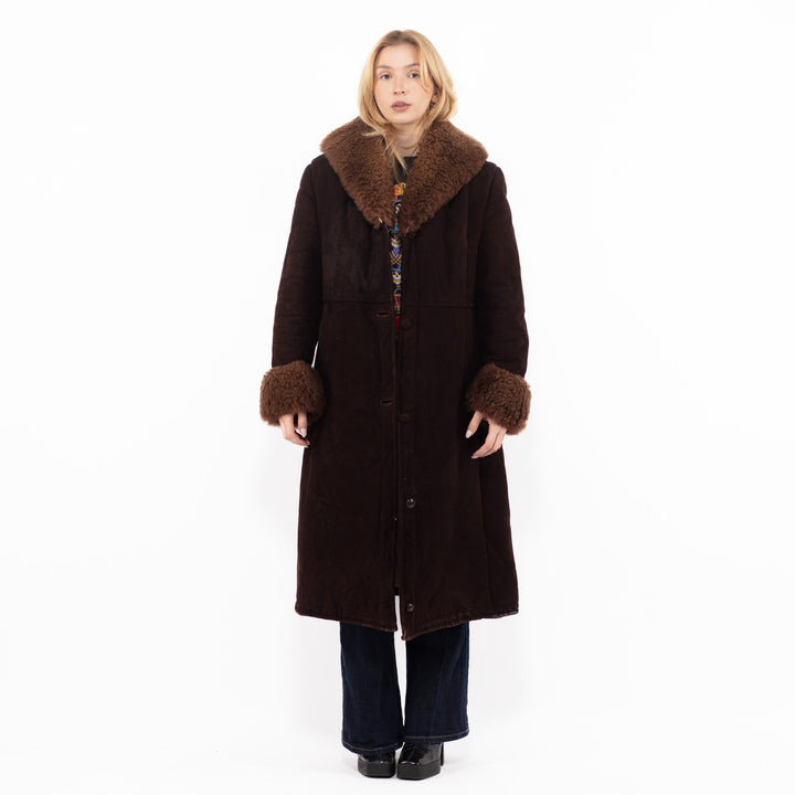 Vintage 70's Women Sheepskin Coat in BrownA1132