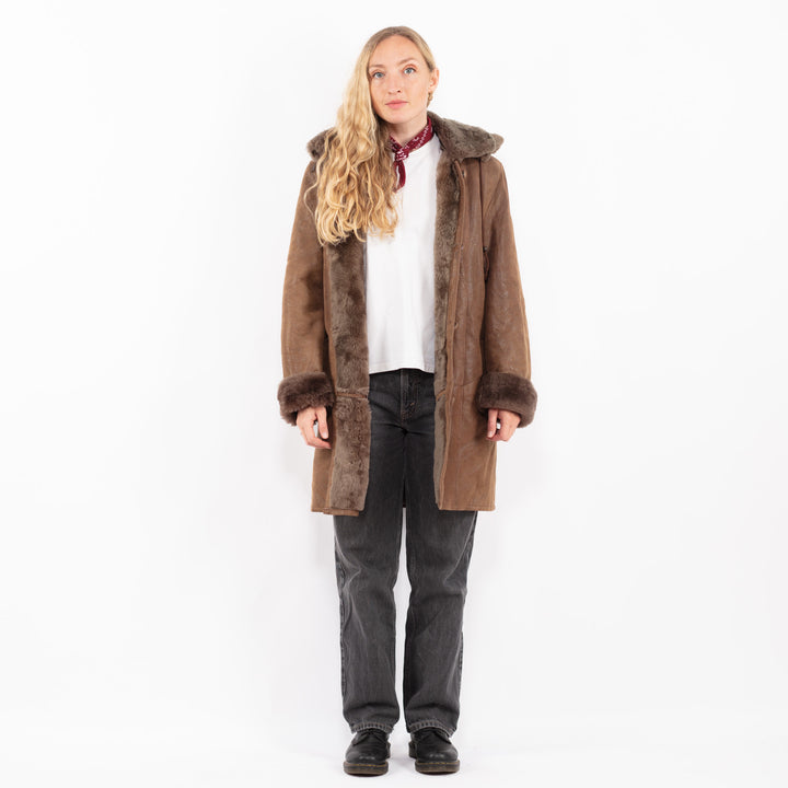 Vintage 90's Women Sheepskin Coat in BrownA0647