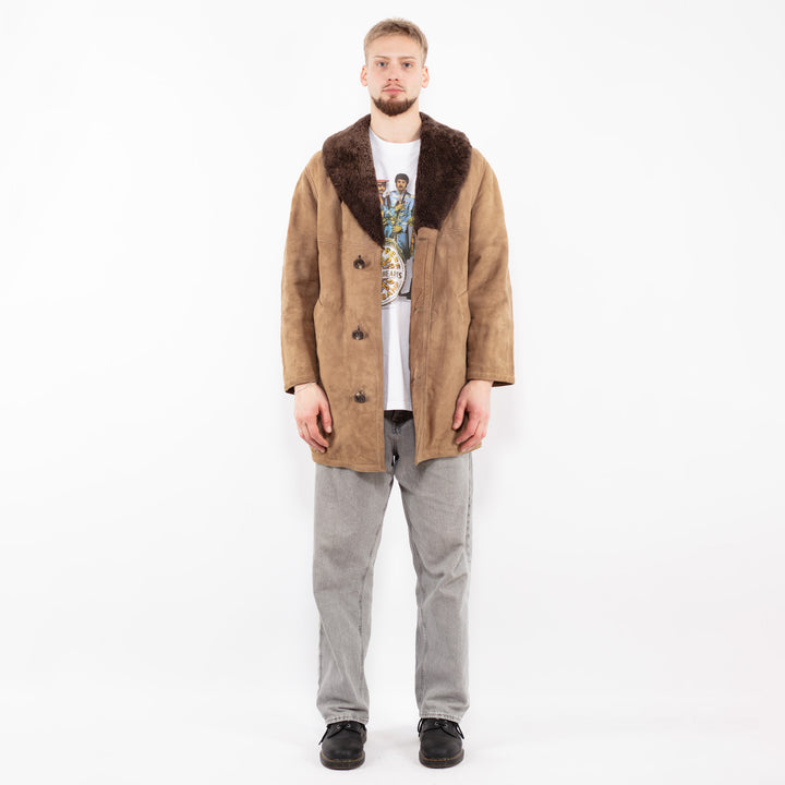 Vintage 70's Men Suede Sherpa Coat in BeigeZ2501