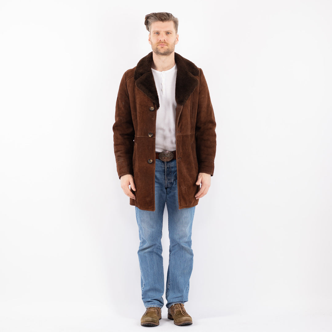 Vintage 70's Men Sheepskin Coat in BrownZ1428