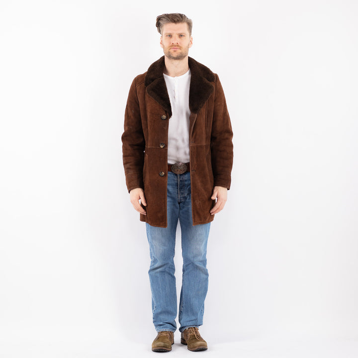 Vintage 70's Men Sheepskin Coat in BrownZ1428