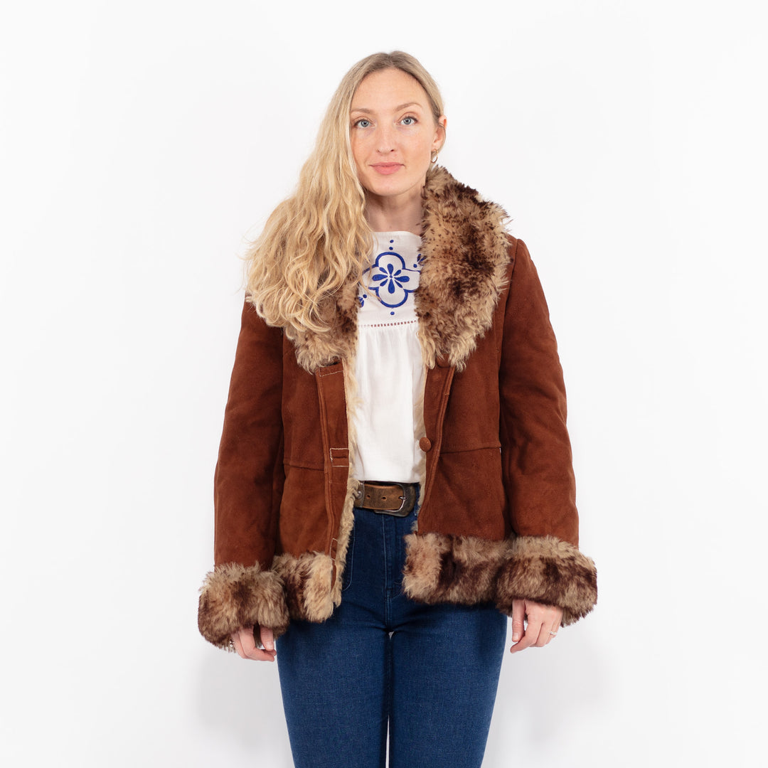 Vintage 70's Women Sheepskin Jacket in BrownA1033