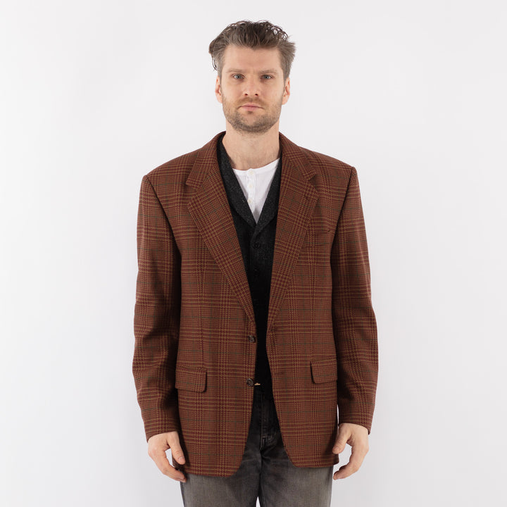 Vintage 70's Men Wool Blazer Jacket in BrownZ1028