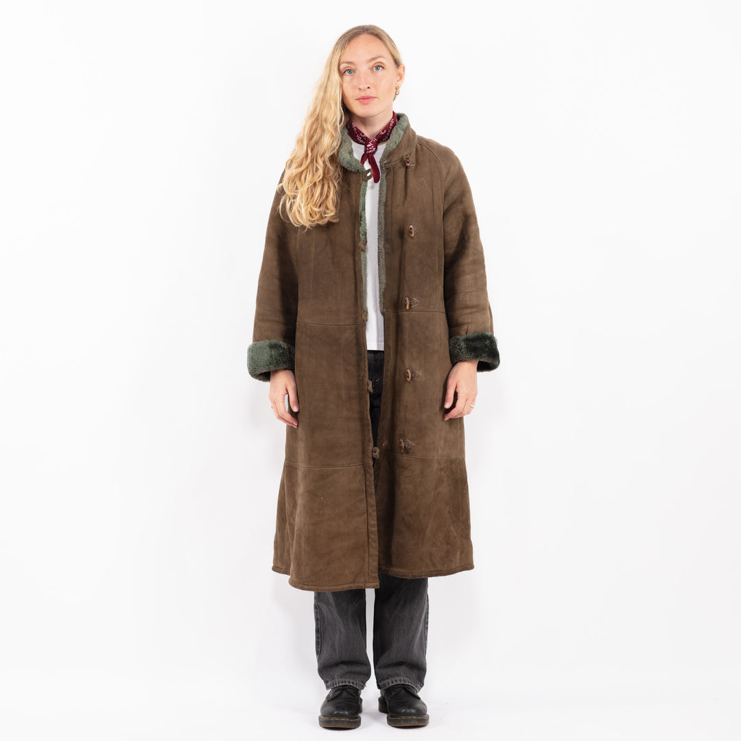 Vintage 80's Women Sheepskin Coat in BrownA0648