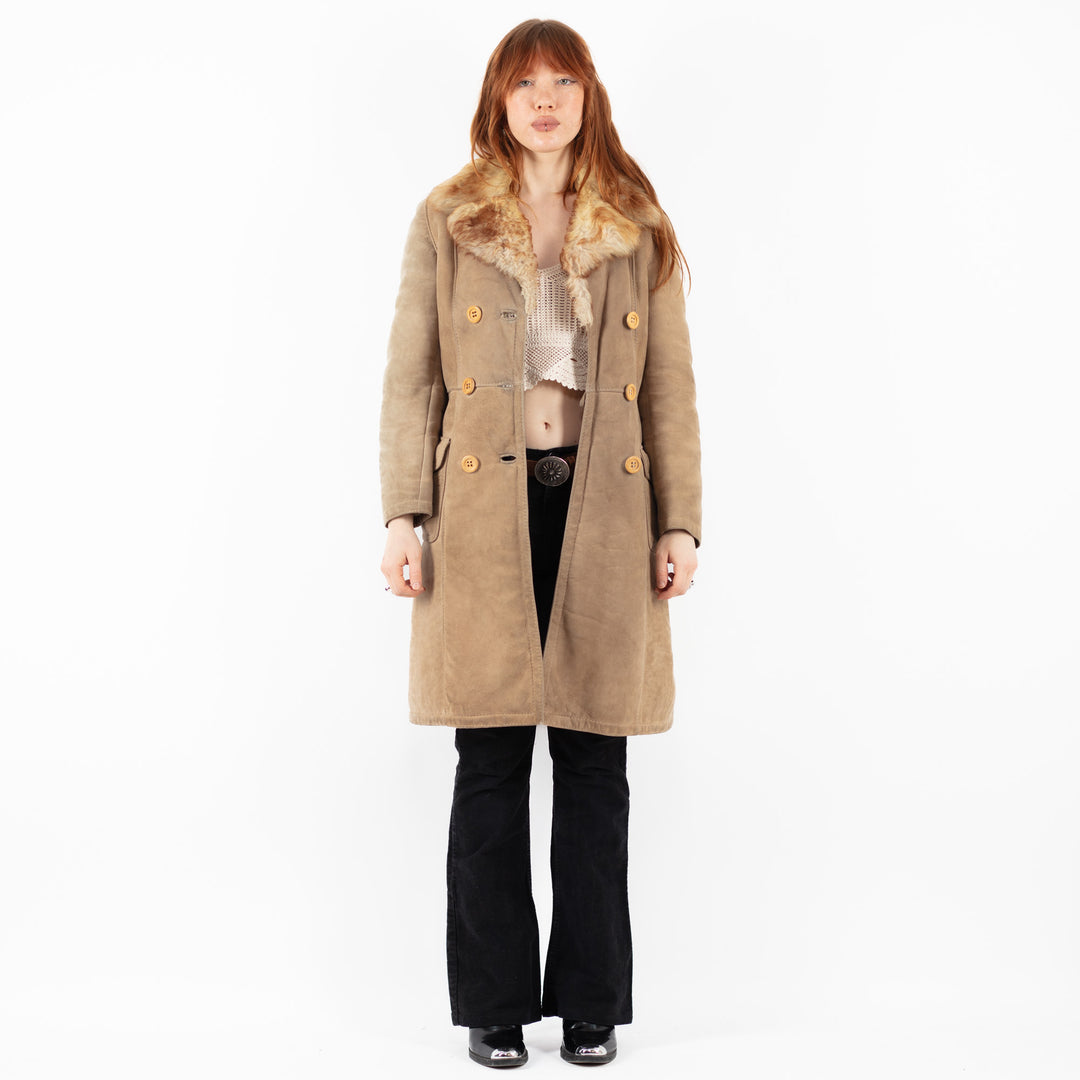 Vintage 70's Women Sheepskin Coat in BeigeV9800