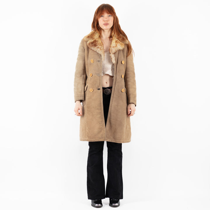 Vintage 70's Women Sheepskin Coat in BeigeV9800