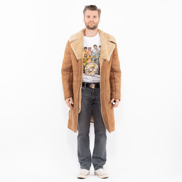 Vintage 70's Men Sheepskin Coat in BrownZ1969