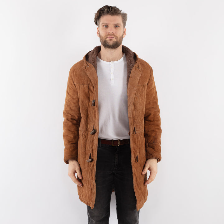 Vintage 90's Men Suede Sherpa Coat in Brown