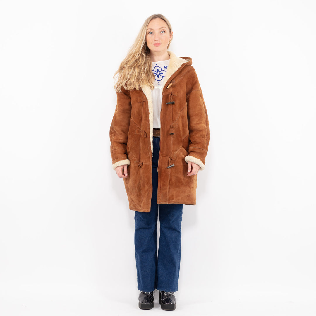 Vintage 90's Women Sheepskin Coat in BrownA1034