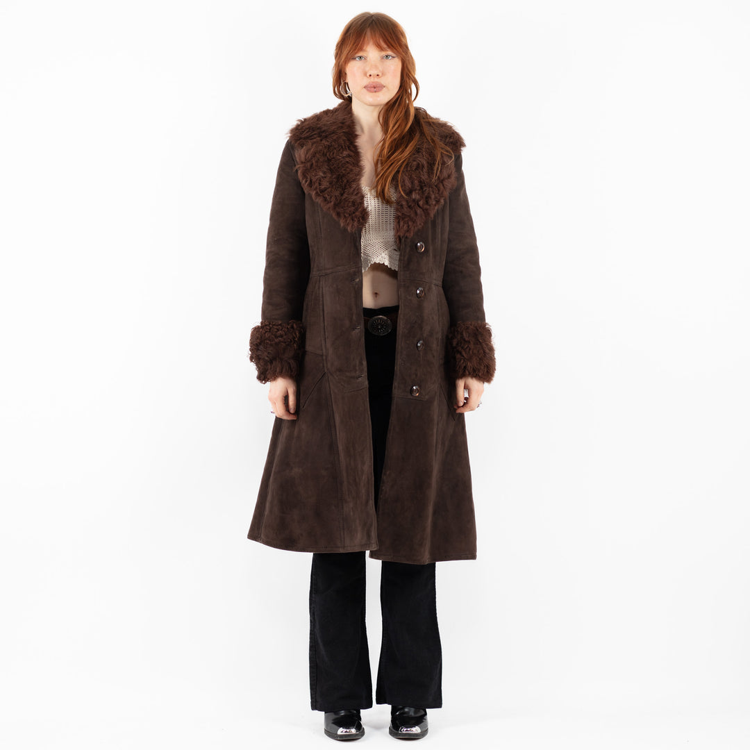 Vintage 70's Women Sheepskin Coat in BrownV9801
