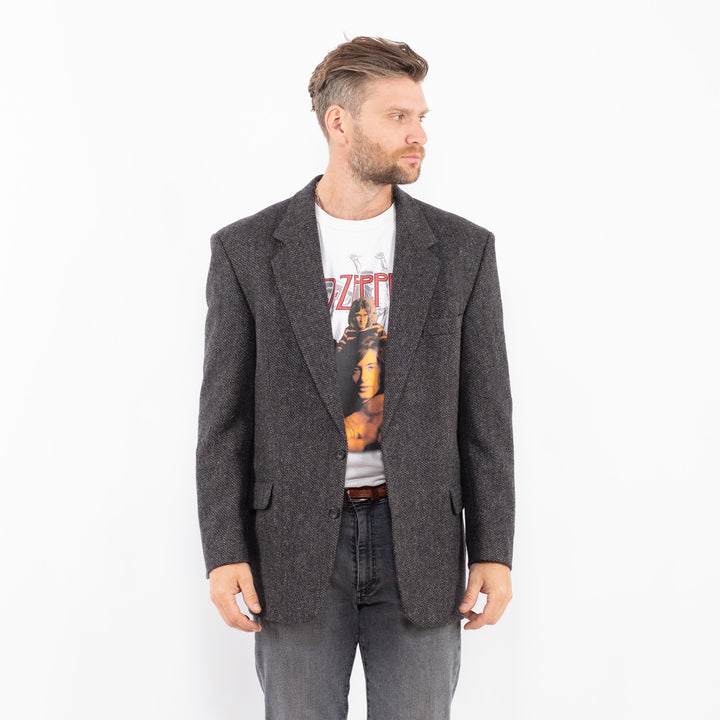Vintage 90's Men Wool Blazer Jacket in GrayZ2316