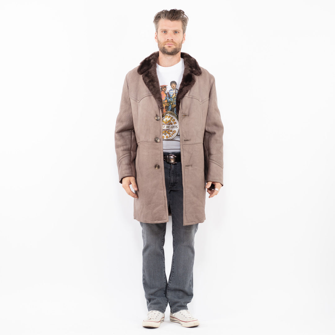 Vintage 70's Men Sheepskin Coat in BeigeZ1970
