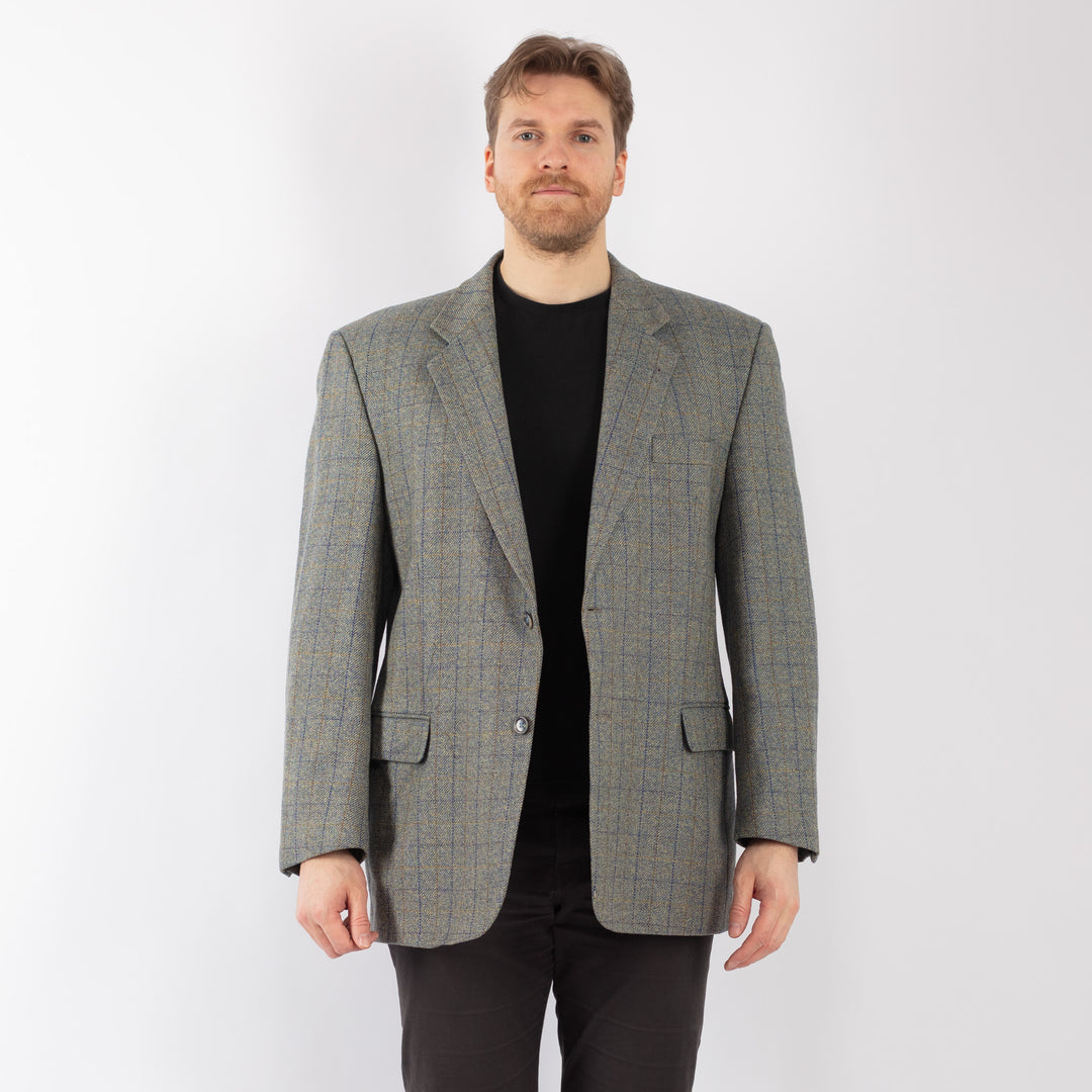 Vintage 70's Men Wool Blazer Jacket in Blue