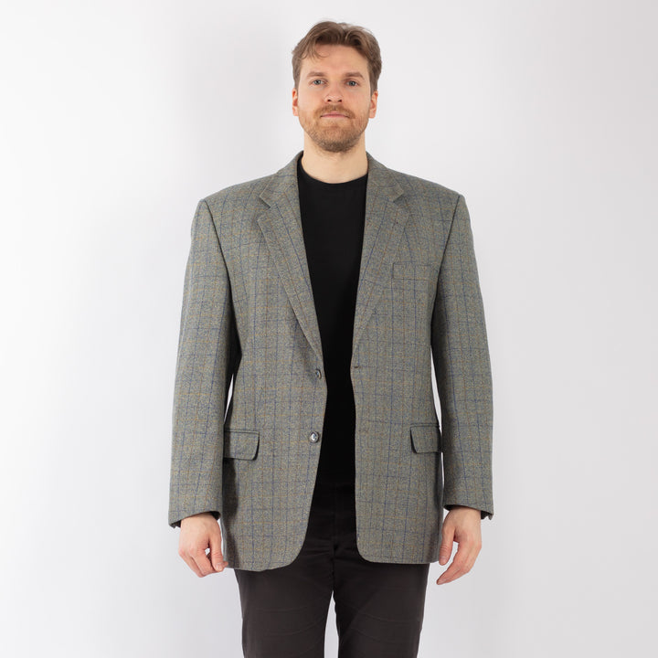 Vintage 70's Men Wool Blazer Jacket in Blue