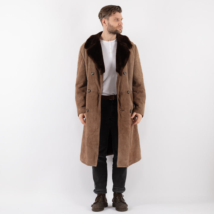 Vintage 70's Men Sheepskin Coat in BrownZ999