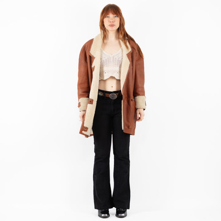 Vintage 80's Women Sheepskin Coat in BrownV9802